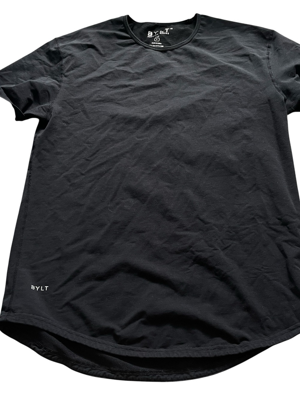 BYLT Premium Basics Lux Mens Black Crewneck Short Sleeve Shirt Size Large